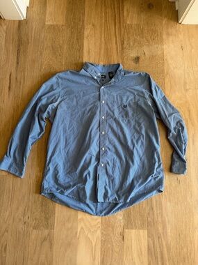 Chaps Blue Micro-Check Button-Down Dress Shirt